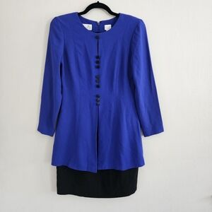 Liz Claiborne Blue Sheath 1-piece Dress Long Sleeve Crew Neck Lined Petite 6